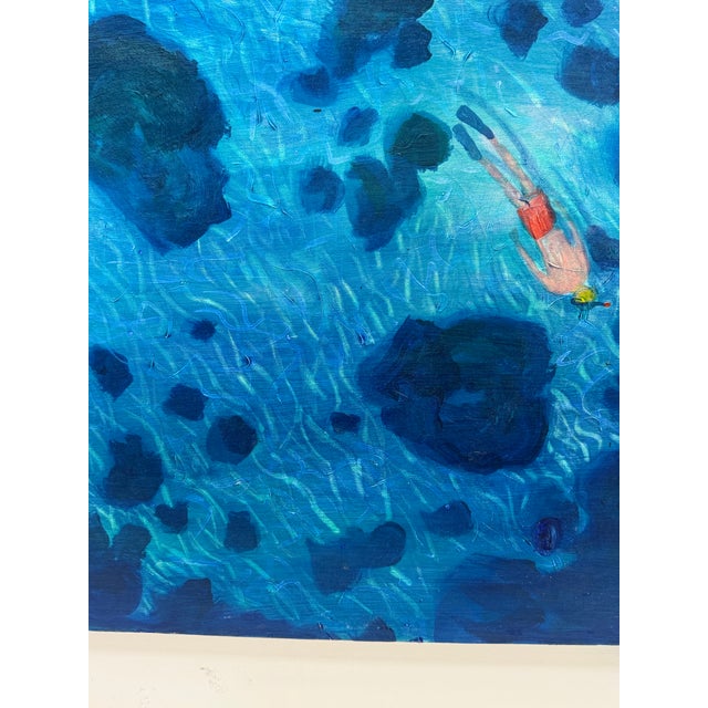 Blue Large Beach Scene Acrylic on Canvas by Joe Davis For Sale - Image 8 of 11