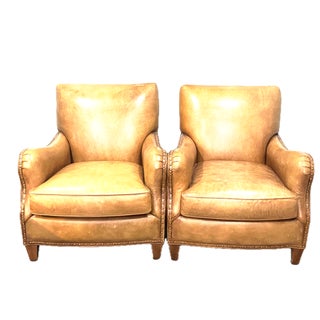 Pair of Hancock & Moore Vintage Leather Club Chairs For Sale