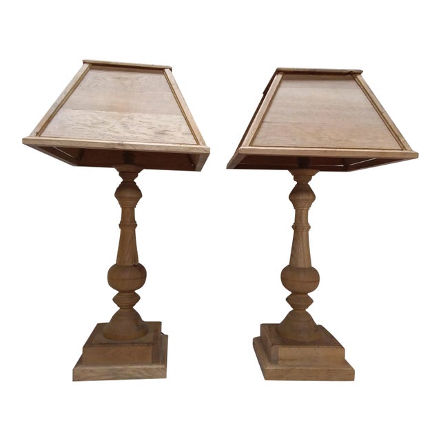All Wood Lamps With Wooden lamp shades - Pair For Sale