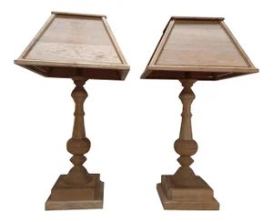 All Wood Lamps With Wooden lamp shades - Pair