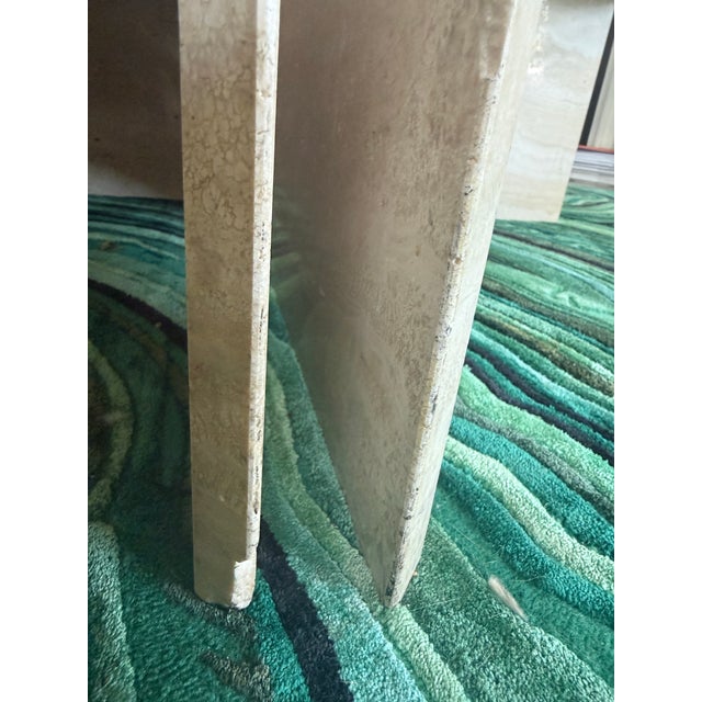 Italian 1970s Modern Travertine Coffee Table, 2 Pieces, Seal For Sale - Image 4 of 8