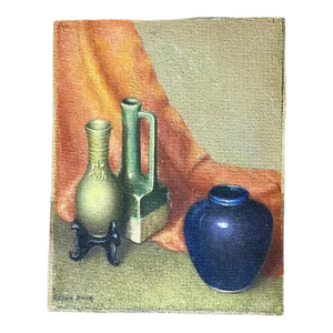 1940s Vintage Still Life Oil Painting Small