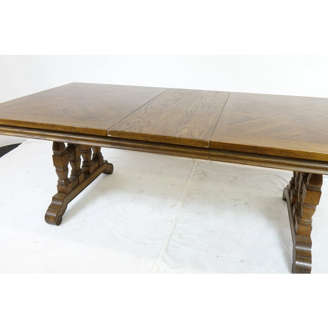 Mid-Century Modern 1970s Vintage Oak Dining-Room Table For Sale - Image 3 of 12
