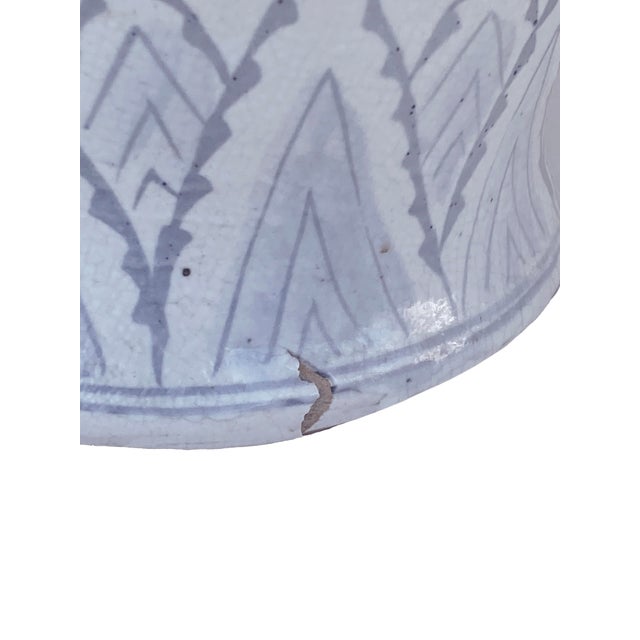 Unique Cornflower Blue-and-Gray Pottery Baluster Jar For Sale - Image 10 of 12