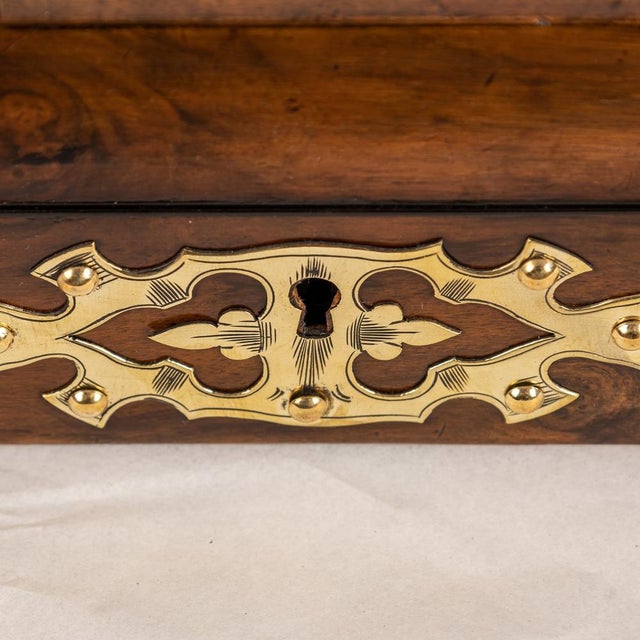 Victorian Walnut & Brass Card Games Box, 1890s For Sale - Image 13 of 18