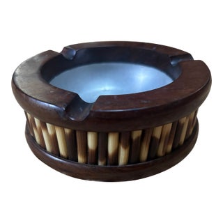 Porcupine Quill and Olive Wood Ash Tray For Sale
