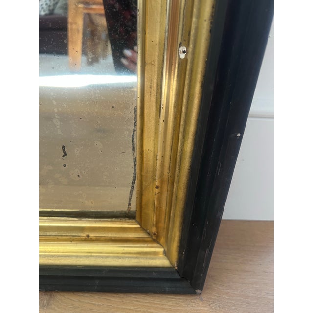 Early 20th Century Black & Giltwood Mirror With Foxed Glass For Sale - Image 9 of 10
