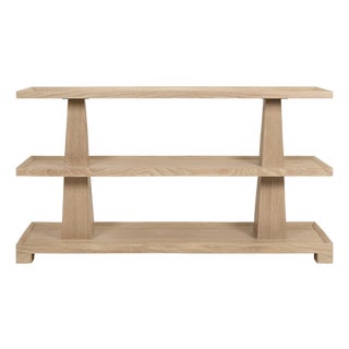 Matthew Izzo Home Lowen Cerused Oak Three Tier Column Console Table For Sale
