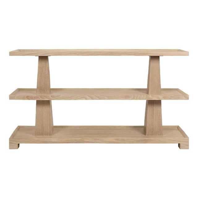 Matthew Izzo Home Lowen Cerused Oak Three Tier Column Console Table For Sale
