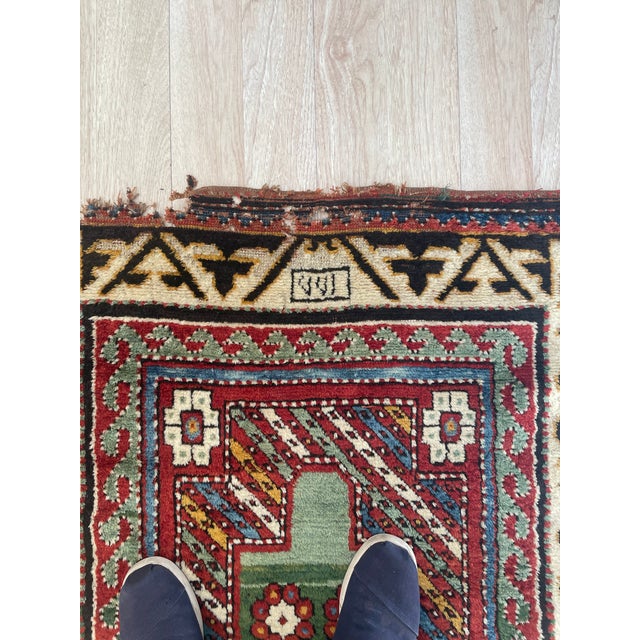 Antique Caucasian Borchalu Kazak Rug Wool Handmade 4.1' X 6.2' - Circa 1860s For Sale - Image 9 of 11