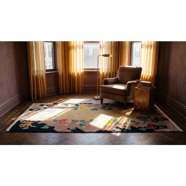 1920s Beige Floral Antique Chinese Art Deco Rug 2' X 3'10'' by Nichols Workshop Wool Knotted Carpet For Sale - Image 12 of 12