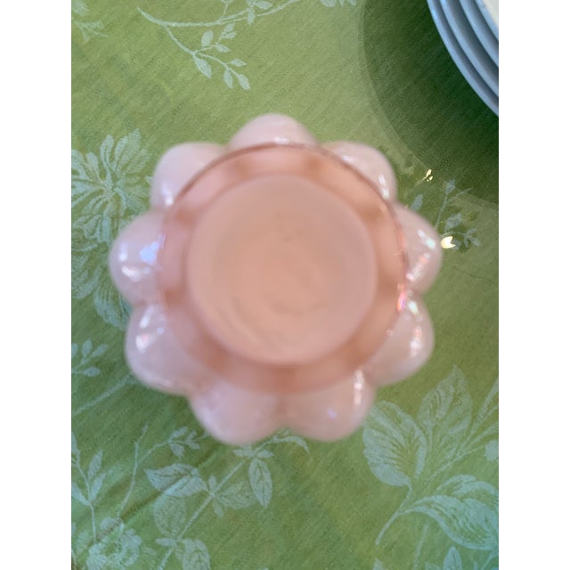 Glass Vintage Fenton Ruffled Melon Rosaline Cased Glass Vase For Sale - Image 7 of 9