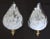 Pair of La Murrina Italian handblown clear and white leaf-shaped wall sconces mounted on brass wall plates. Newly wired...