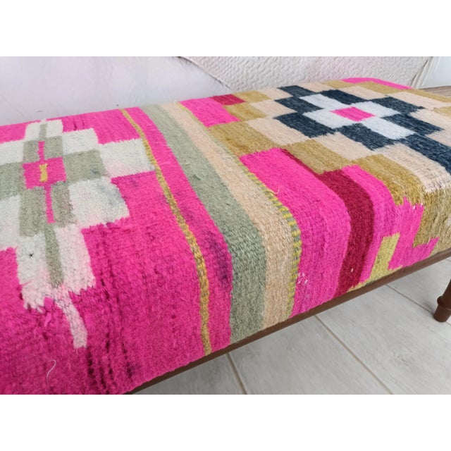 2020s Pink Kilim Upholstered Piano Bench For Sale - Image 5 of 9