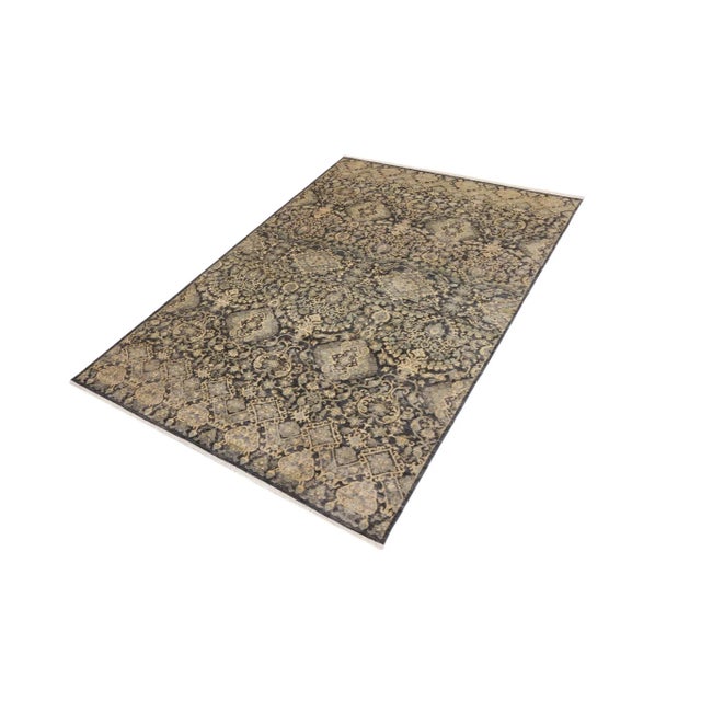 Shabby Chic Bohemien Ziegler Gray Blue Hand-Knotted Wool Rug - 5'2'' X 8'3'' For Sale - Image 3 of 8