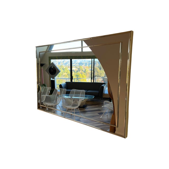 Vintage Postmodern 80s Wall Mirror Gold 1980s Modern For Sale In Palm Springs - Image 6 of 8