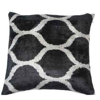 Contemporary Silk Ikat Bohemian Throw Pillow For Sale