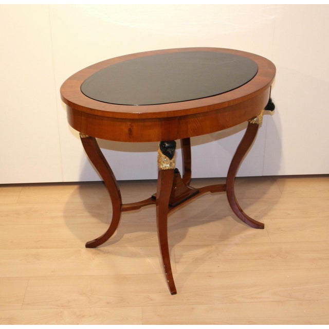 Biedermeier Cherry Veneer Gold-Leaf Center Table, Austria, 1820s For Sale - Image 6 of 18