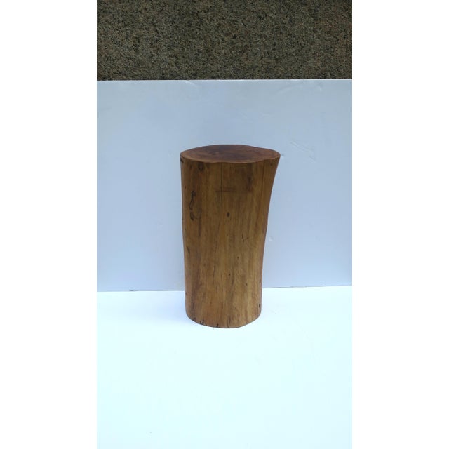 Pedestal Side Drinks Table, Natural Wood Trunk, Organic Modern Style For Sale - Image 12 of 16