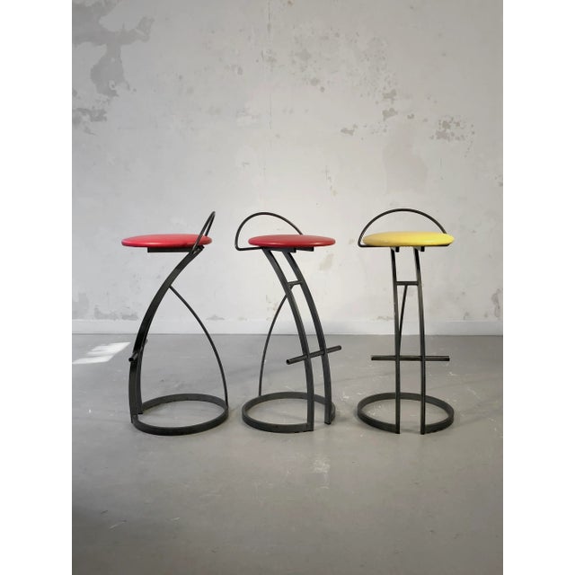 Metal Postmodern Bar Stools, France, 1980s, Set of 3 For Sale - Image 7 of 13