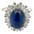 14k White Gold Lady Diana Ring 4.76 Carat Natural Sapphire & Diamond Halo Ring, Size 7 For Sale