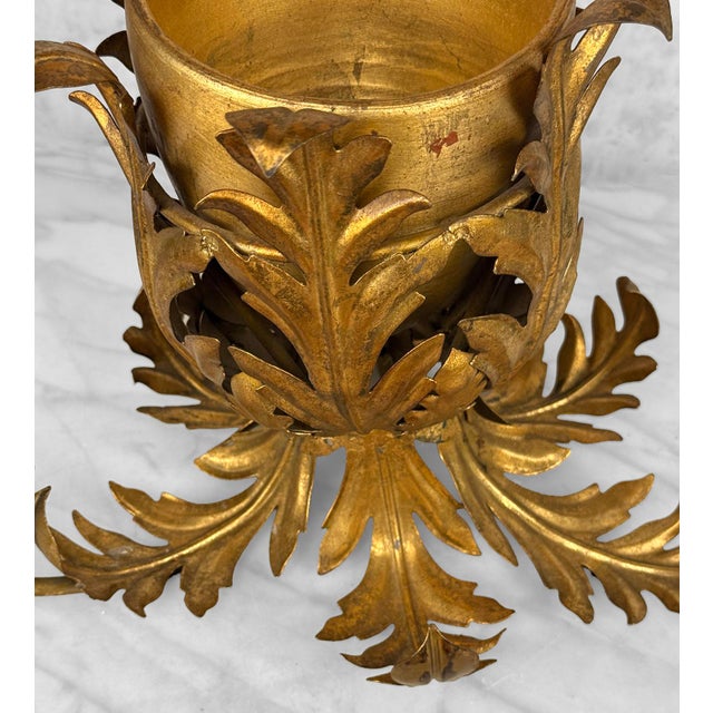 Metal Vintage Italian Gold Gilt Metal Centerpiece Planter Candlestick Holder For Sale - Image 7 of 10
