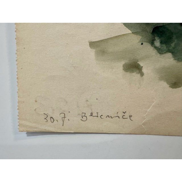 1930s Henry Emil Salloch Original Watercolor on Paper Rolling Hillside Landscape, 1936. For Sale - Image 5 of 8