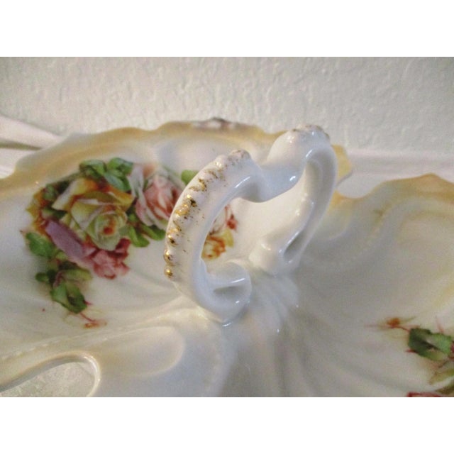 1920s German Hand-Painted Divided Floral Bowl For Sale In West Palm - Image 6 of 9