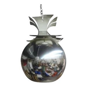 1970s Italian Modern Chrome and Glass Lantern
