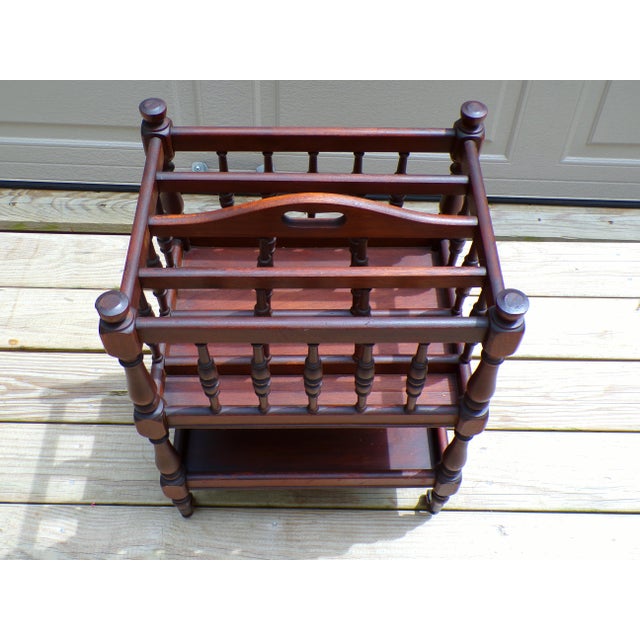 Brown Vintage Mahogany Canterbury Magazine Rack Music Stand For Sale - Image 8 of 15