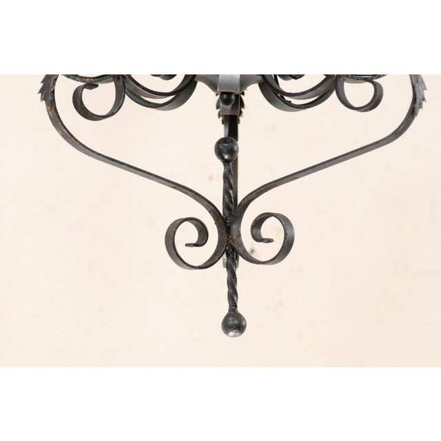 Metal Vintage French Iron 3-Light Chandelier For Sale - Image 7 of 11