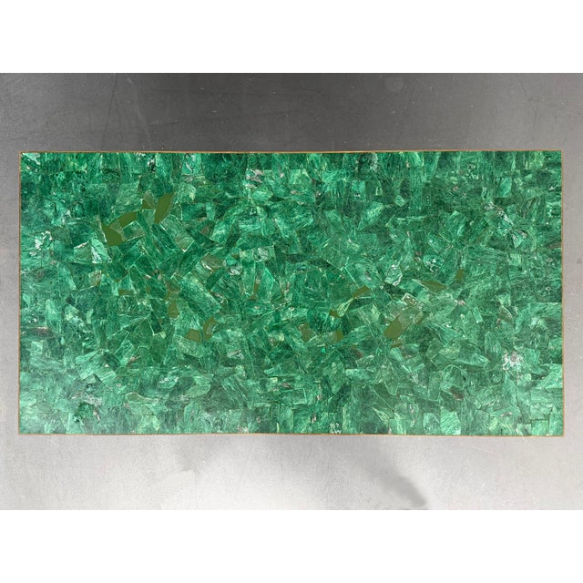 1950s Coffee Table with Malachite Top and Brass Frame, France, 1950s For Sale - Image 5 of 7