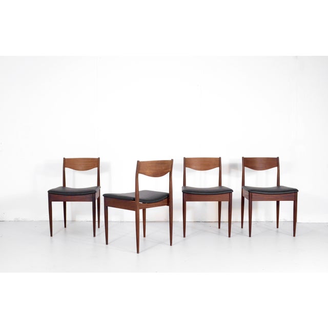 Mid-Century Modern Teak and Leatherette Dining Chairs, 1960s, Set of 4 For Sale - Image 6 of 11