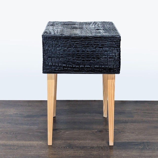 Charred Geometric "Commode" Nightstand For Sale - Image 4 of 8