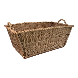 1960s French Wicker Market Basket For Sale