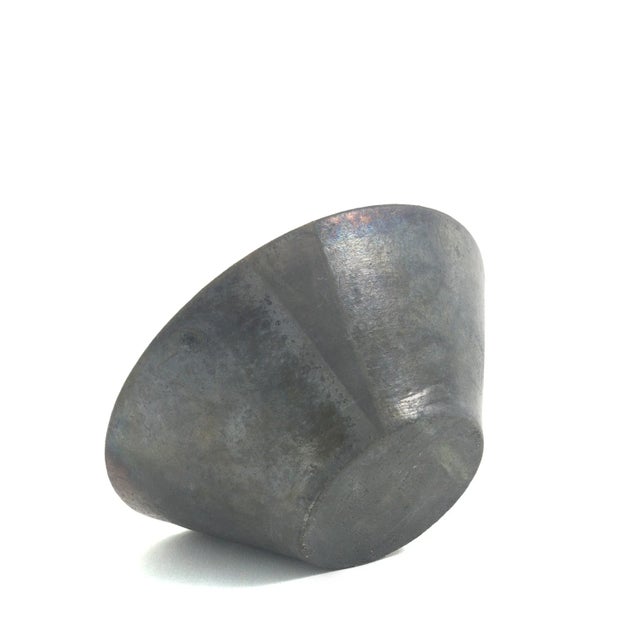 Black Japanese Minimalist Black Metal Raku Ceramics Fringe Bowls by Laab Milano, Set of 4 For Sale - Image 8 of 18