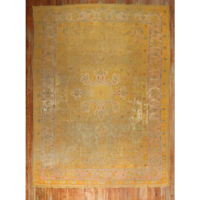 Late 19th Century 19th Century Distressed Colorful Antique Zabihi Collection Turkish Oushak Rug - 9'9" x 15' For Sale - Image 5 of 12