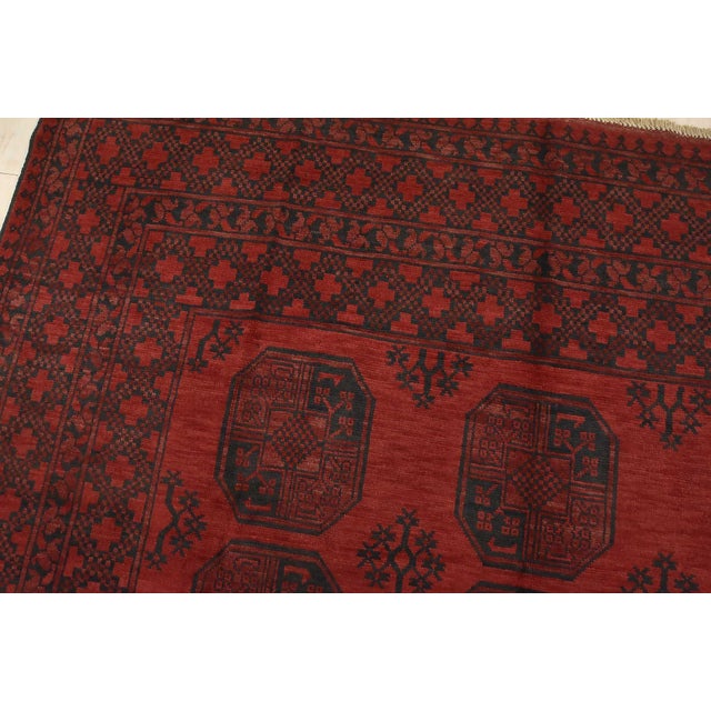 Turkmen Rug 8’3” X 10’8” Red Wool Vintage Tribal Hand-Knotted Oriental Carpet For Sale In Philadelphia - Image 6 of 13