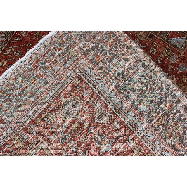 Antique Persian Karadjeh Rug With Geometric Medallions and Tribal Motifs 4'10 X 6'5 For Sale - Image 12 of 13
