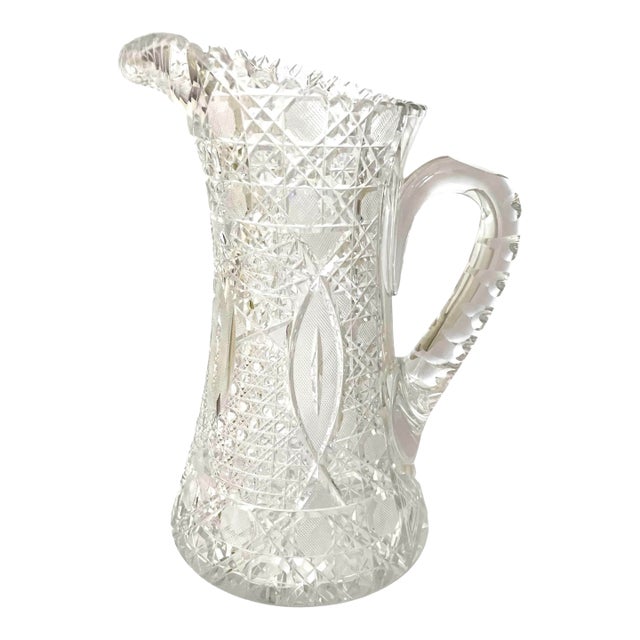 Antique Abp American Brilliant Period Cut Glass Pitcher Tankard. For Sale