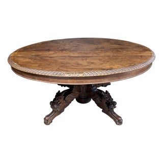 French Carved Oak Hunting Table, 1860 For Sale