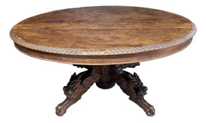 French Carved Oak Hunting Table, 1860