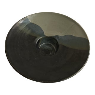 Blue and Gray Round Pottery Bowl For Sale