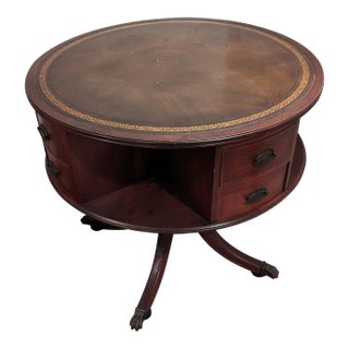 1940's Mid-Century Revolving Library Drum Table For Sale