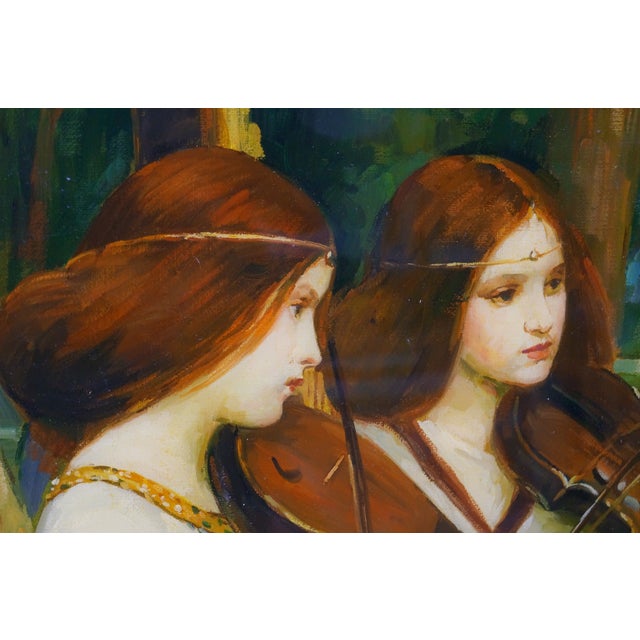 Textile Late 20th Century Angels Detail From Saint Cecilia Oil Painting After John William Waterhouse 36" For Sale - Image 7 of 10