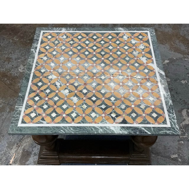 Geometric Marble Table Top + Turned Stone Leg Coffee Table For Sale - Image 12 of 12