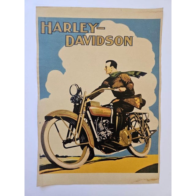 Art Deco Harley Davidson Motorcycle Advertising Poster, 1930s, in Very Good conditions. Designed 1920 to 1949