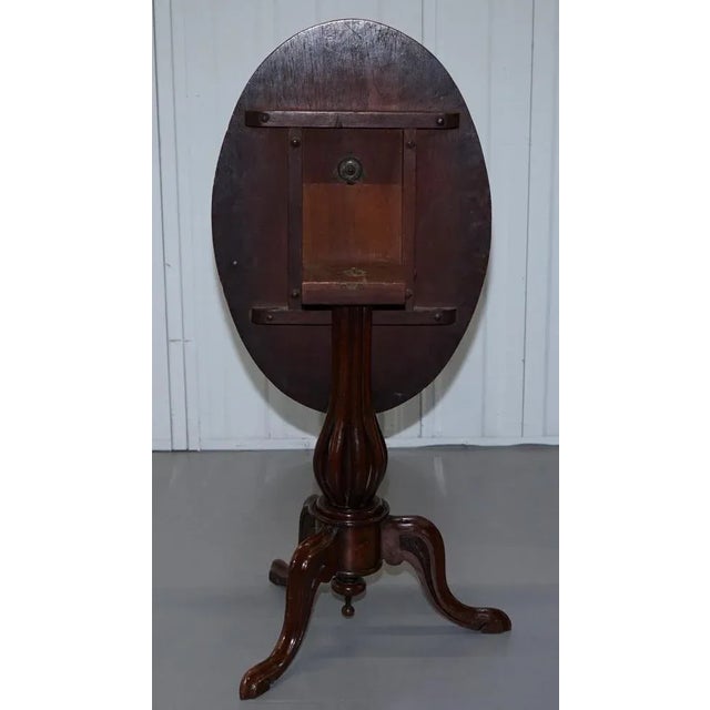Victorian Walnut and Marquetry Inlaid Tilt Top Oval Side Table For Sale - Image 17 of 18