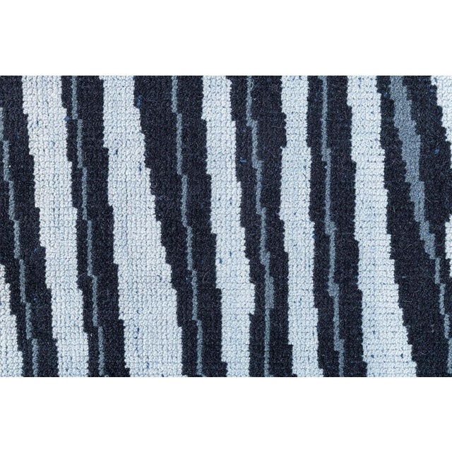 Early 21st Century Modern Animal Skin Zebra Design Wool Rug in Black and Blue by Doris Leslie Blau For Sale - Image 5 of 7