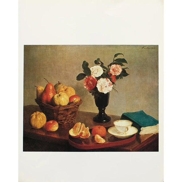 An excellent large full-color print after Impressionist painting "Still Life" by Henri Fantin-Latour. Comes from a Limited...